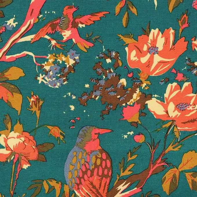 Baumwollstoff Dick Entenblau Vögel 150cm Breite Meistverkauft