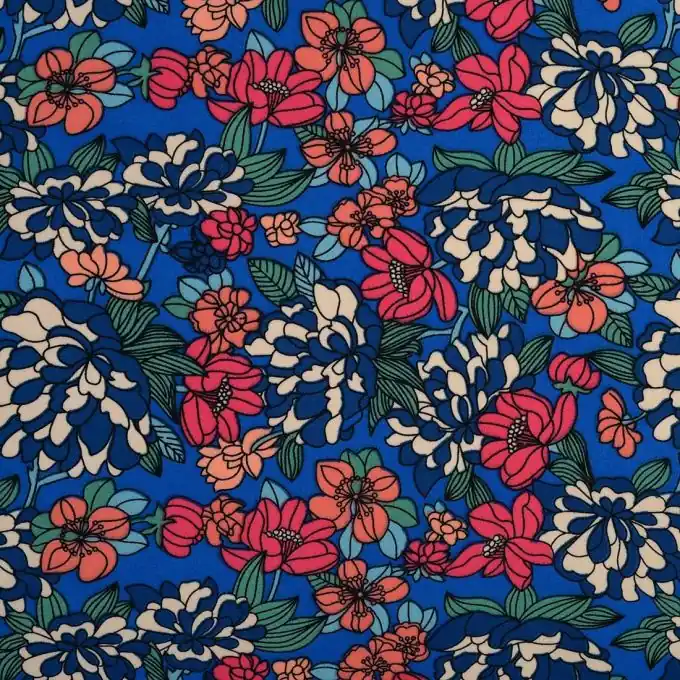 Blaue Blumen Mousselin Stoff 145 cm Breite Gratis Versand