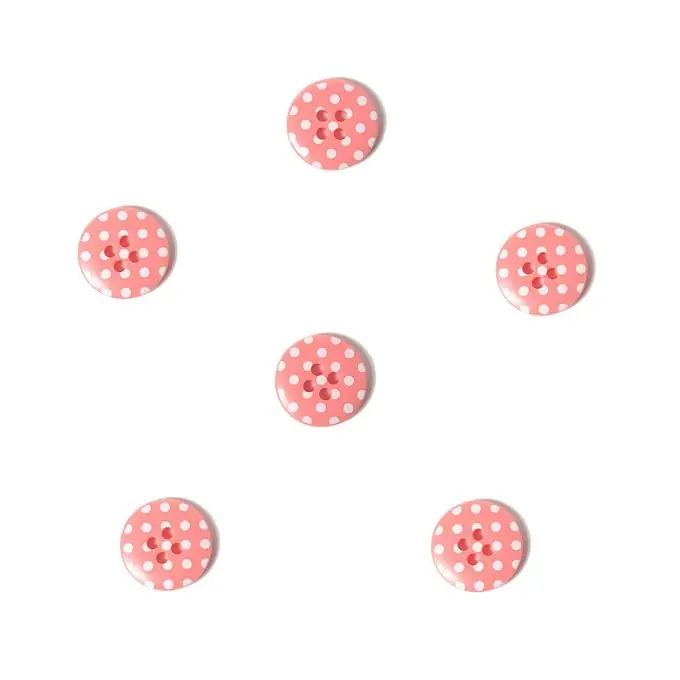 Knöpfe Vichy mit Punkten Koralle weiß 18 mm Kostenloser Rückversand