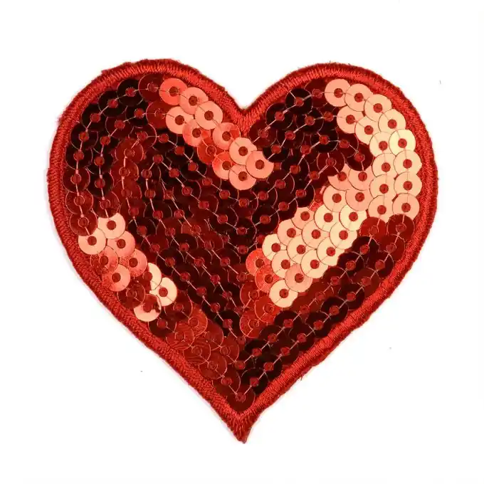 Thermoklebendes Herzmotiv mit Pailetten, rot Im Trend
