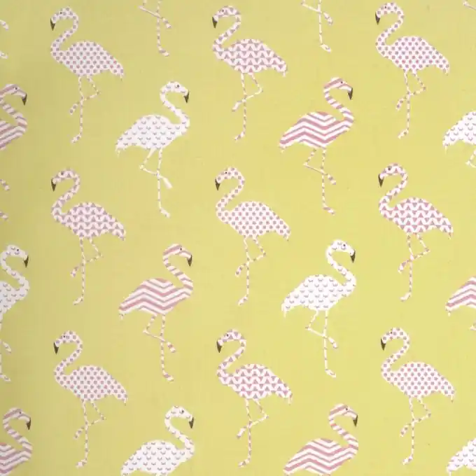 Baumwollstoff Flamingo gelb Handgefertigt