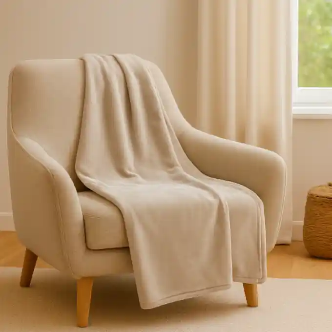 Neu Im Sortiment Flanell Plaid 180×230 cm in Dunkelbeige