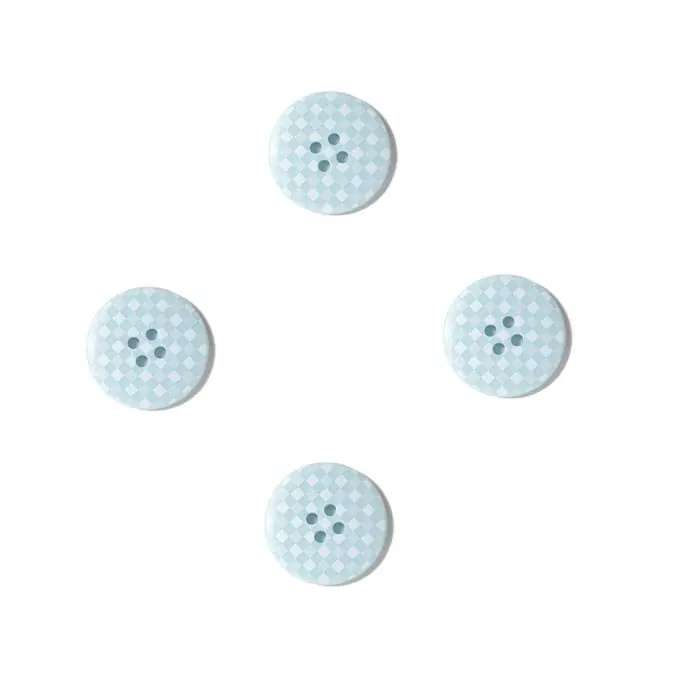 Knöpfe Vichy mit Punkten blau weiß 25 mm Premium