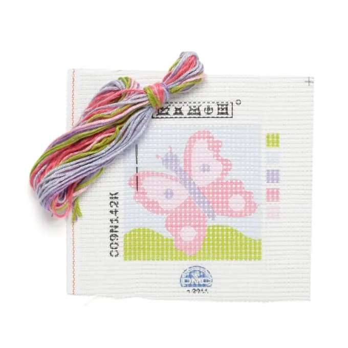 Highlight Kanevas 15x15cm – Rosa Schmetterlingsmuster