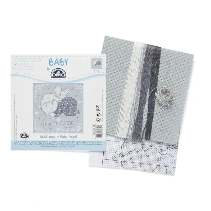 Ab Werk Engel Grau Stickset, Kreuzstich, 11×11 cm