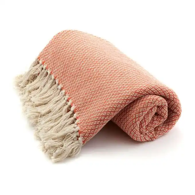 Diamond Plaid 125x250cm – Orange Weltweiter Versand