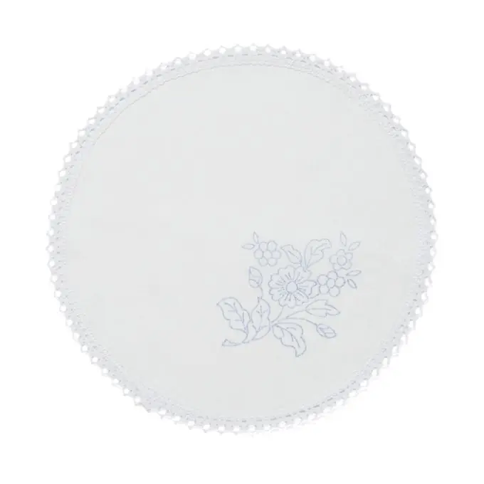 Solange Der Vorrat Reicht Stickgarn-Napperon 30 cm Durchmesser – Weiß