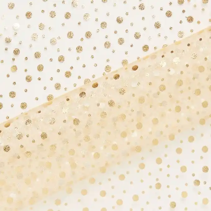 Jetzt Bestellen Organza Stoff mit goldenen Punkten, 150 cm Breite