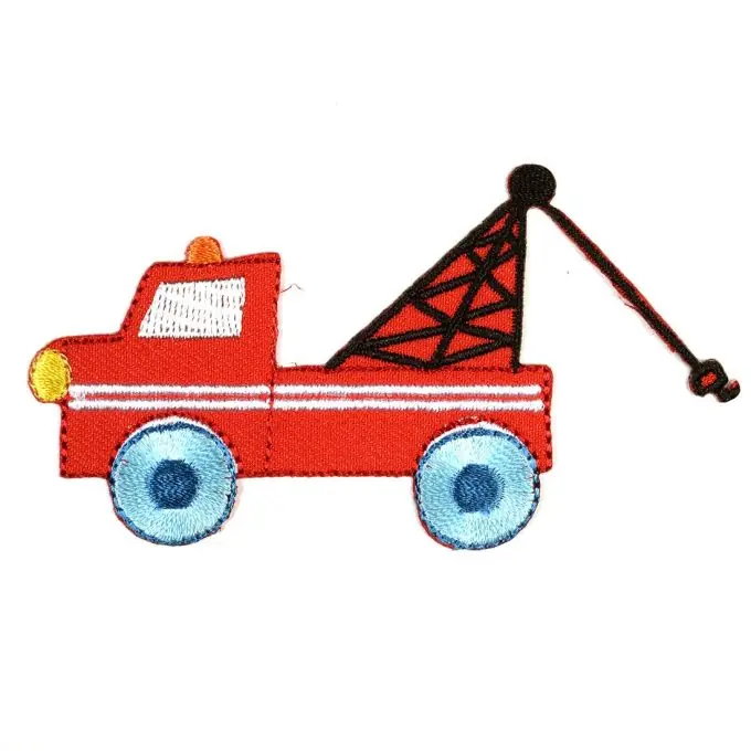 Nur Für Kurze Zeit Thermoklebende Verzierung in Form eines roten Abschleppwagens