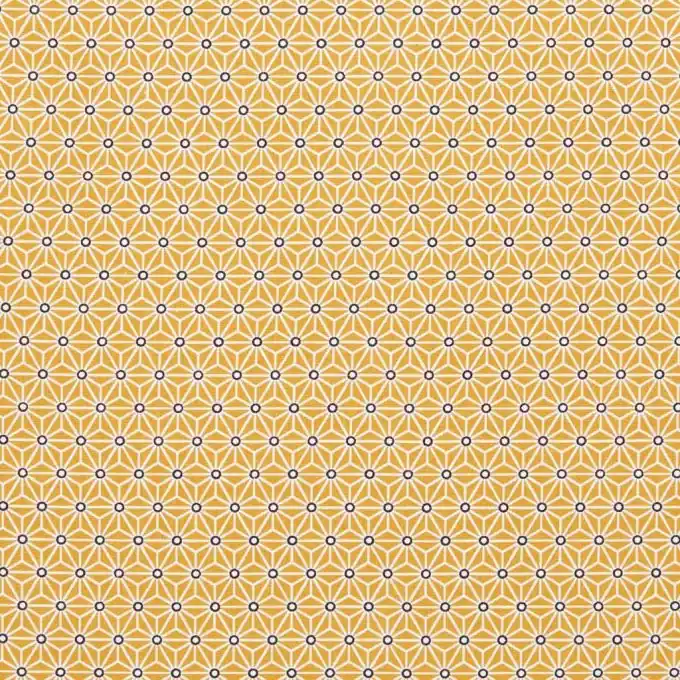 Kracherpreis Baumwollstoff gelb, geometrischer Aufdruck Saki