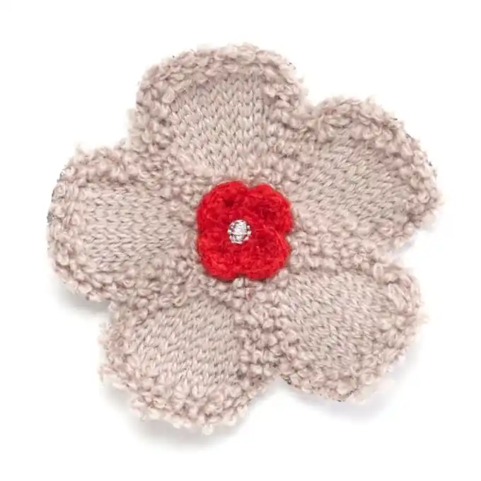 Bügelbild Strick Blumen Taupe Sonderaktion