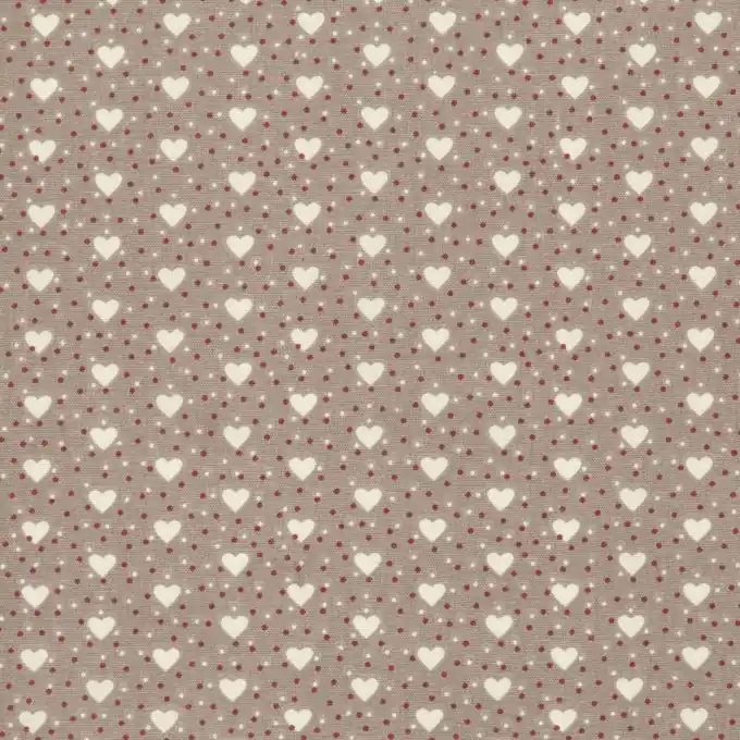 Stoff aus naturbelassener Baumwolle mit weißem Mini-Herzdruck Garantierte Lieferung