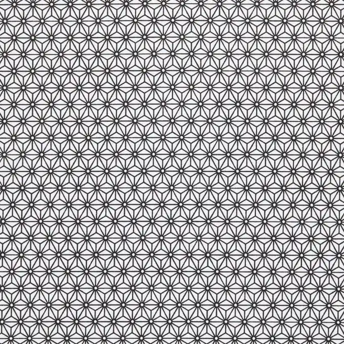 Baumwollstoff, schwarz und weiß, geometrischer Aufdruck Saki Expressversand