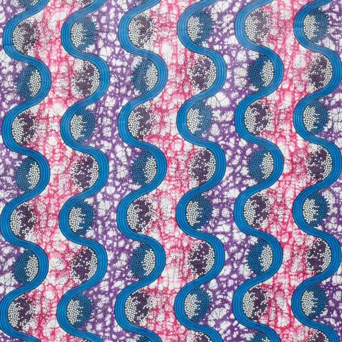 Beliebt Africain Wax Stoff Blau Rosa 110cm Breite
