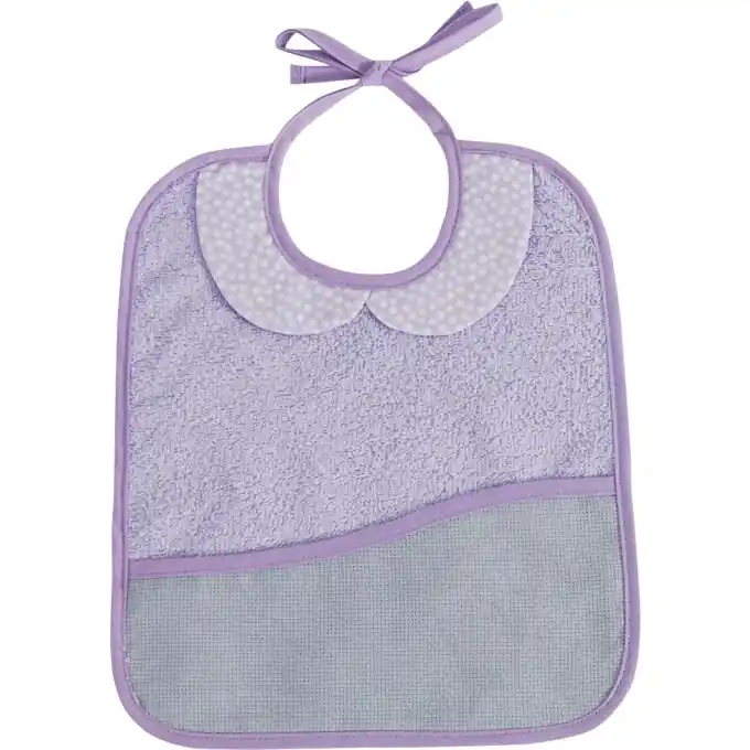 Im Trend Stickerei-Lätzchen „Mon 1er Rêve“, 25x30cm, Flieder – 6 Monate