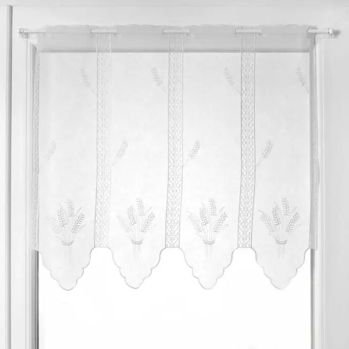 Letzte Chance Gardine Brise-bise in Elfenbein mit Maiskolbenmuster, 58 cm breit