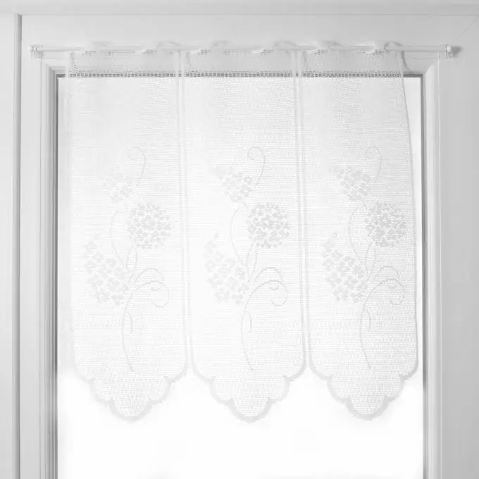 Neue Ware Scheibengardine, Strickstoff, Hortensia 60 cm