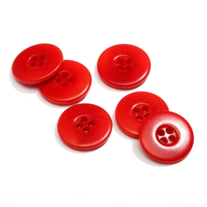 Corozo-Knopf 4-Loch Rot 18 mm Gratis Versand