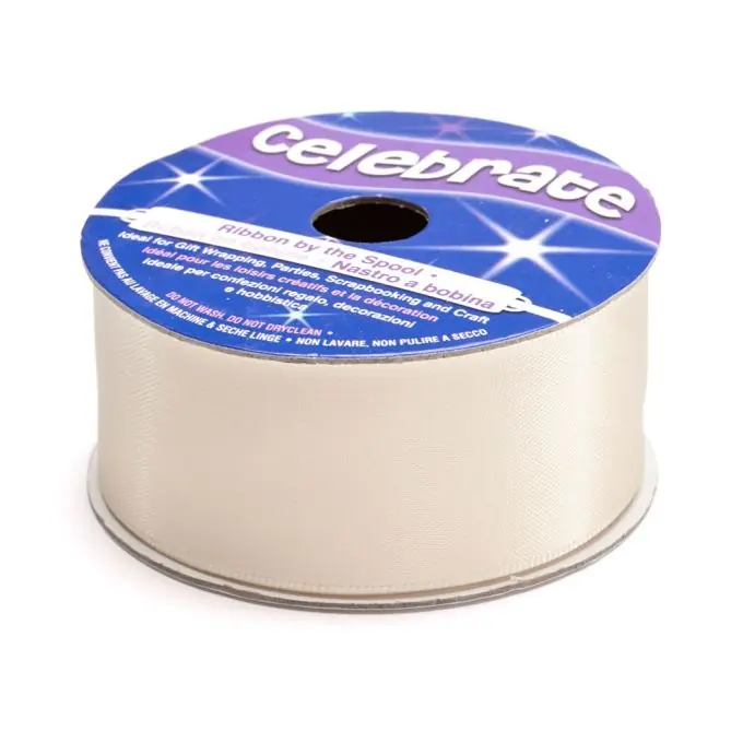 Zertifiziert Satinbandspule, naturfarben, 25 mm