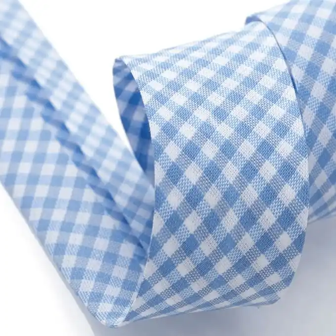 Schrägband Vichy – Himmelblau Handgefertigt