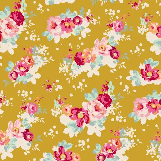 Tilda Flowercloud Teal Stoffcoupon 50×55 cm Original