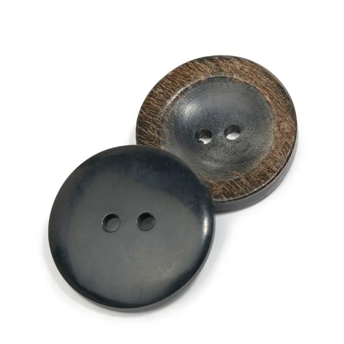Hornknopf 2-Loch Flachrand Braun 27mm Abverkauf