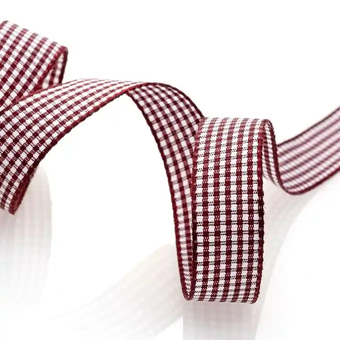 Knallerangebot Vichy-Band 15mm Bordeaux Rot