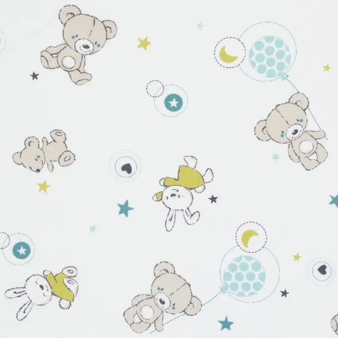 Abverkauf Babystoff Baumwolle Teddy & Hasen 160cm Breite