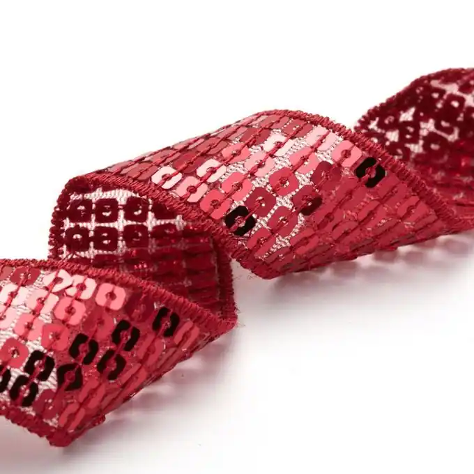 Paillettenband Quadratisch Rot 25mm GALON REF 0994 Top-Preis