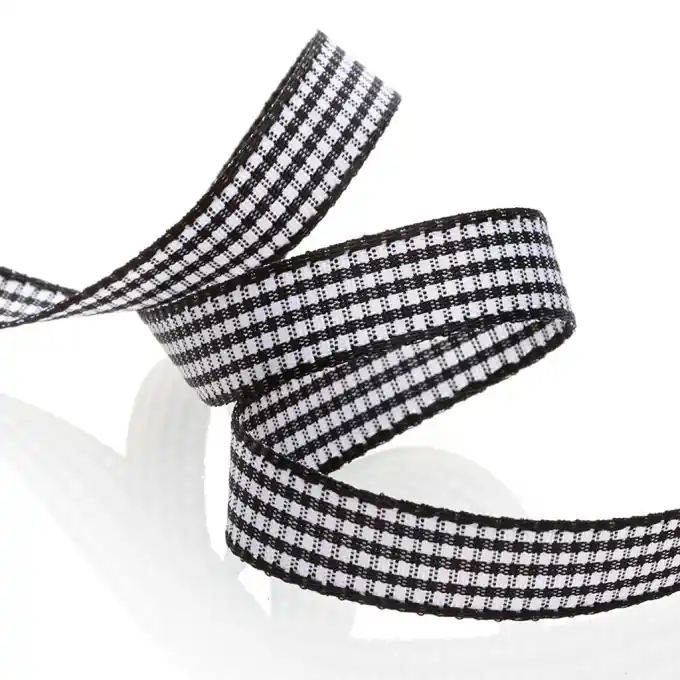 Vichy Band 10 mm Schwarz – Dekoratives Schleifenband Kostenloser Versand