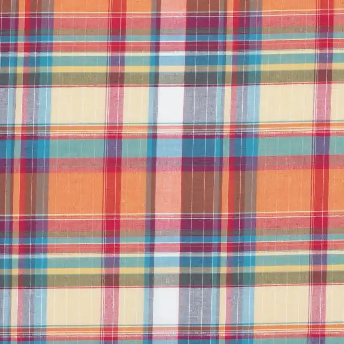 Madras Stoff Orange-Blau 140cm Breite Kracherpreis