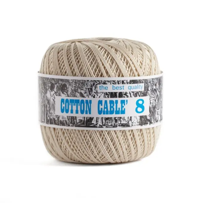 Baumwollgarnknäuel, Häkelnadel Nr. 8, naturfarben Solange Der Vorrat Reicht