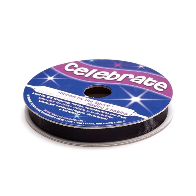 Rabatt Satinbandspule, schwarz, 6 mm