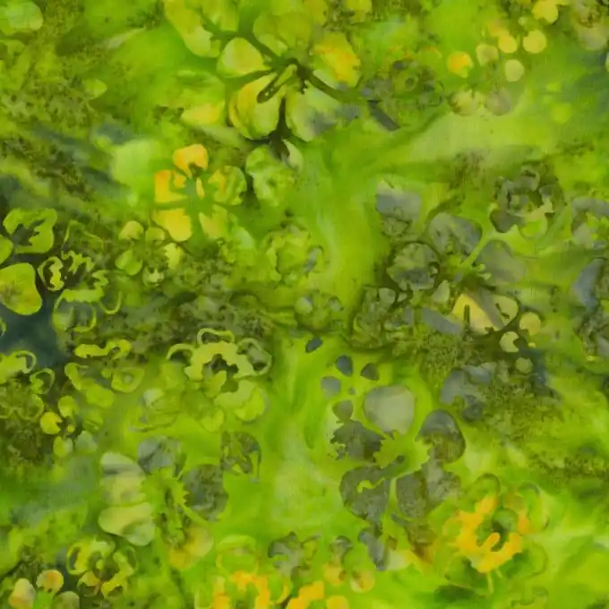 Batikstoff Blumenmuster Grün Gelb 145cm Breite Preiswert