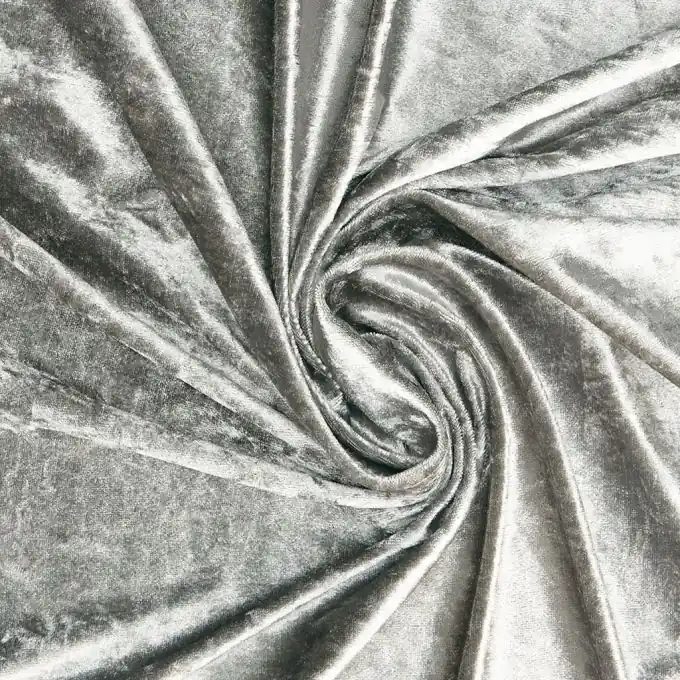 Samtstoff Panne Velours Grau 150cm Breite Top-Qualität