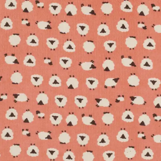 Zertifiziert Veloursstoff mit Schafmotiv 145cm Breite