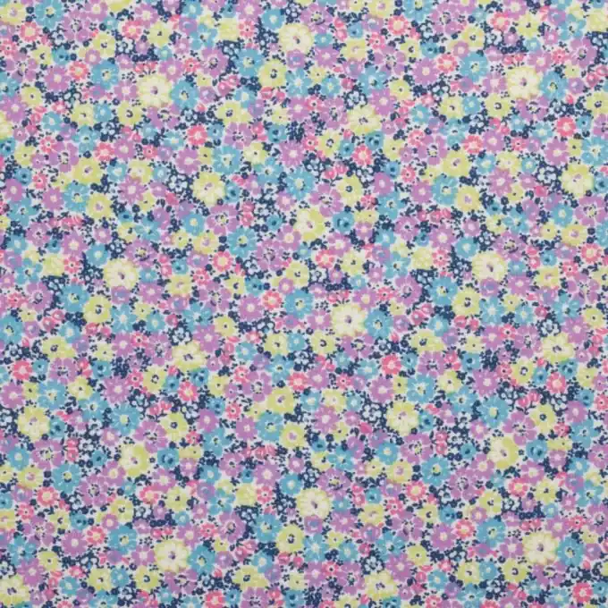 Blumenmuster Popeline Stoff, 112cm, Parme-Anis-Rosa Ausverkauf