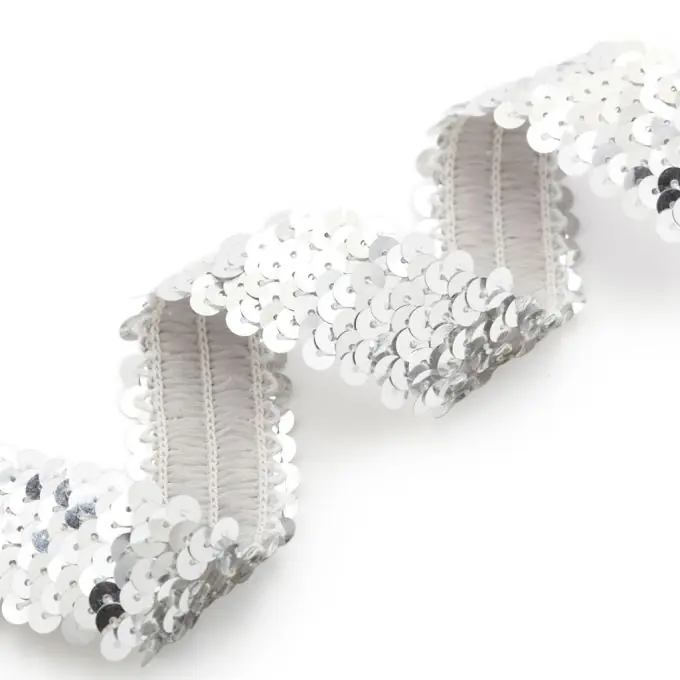 Elastisches Band mit silberfarbenen Pailletten Garantierte Lieferung