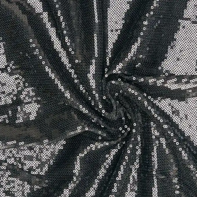 Schwarze Pailletten-Maille 155 cm Breite Begrenztes Angebot