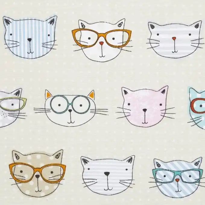 Dicker Baumwollstoff mit Katzenmotiv Zertifiziert