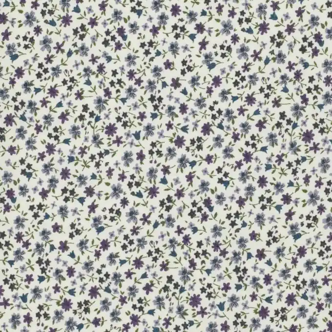 Baumwollstoff Blumen Ecru/Lila – 150 cm Breite Großhandel
