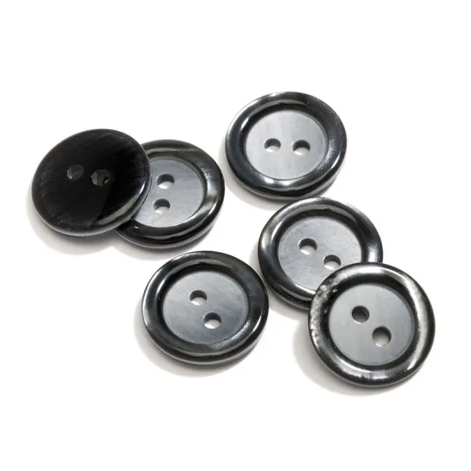 Nur Heute Grauer 2-Loch-Knopf 18mm matt und glänzend