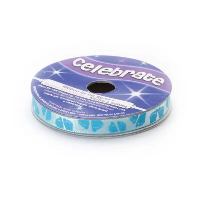 Super-Preis Satinbandspule mit blauen Fußabdruckmuster