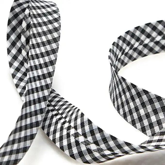 Top-Qualität Schrägband Vichy – Schwarz