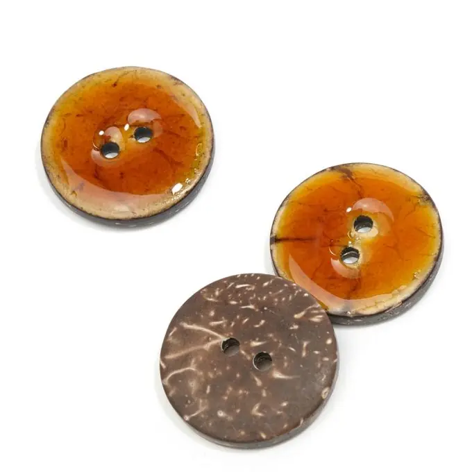 Knopf 2 Löcher Kokosnuss orange Jetzt Bestellen