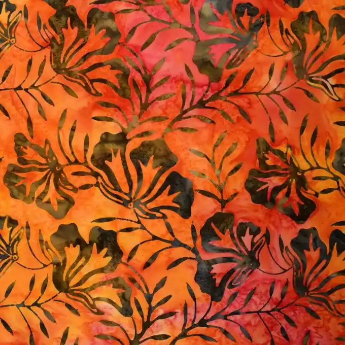 Batikstoff Blumenmuster Orange 145 cm Breite Jetzt Kaufen
