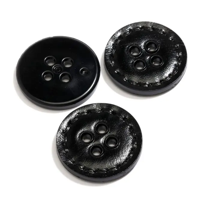 Hochwertig 4-Loch-Knopf 27 mm Schwarz Lederimitat