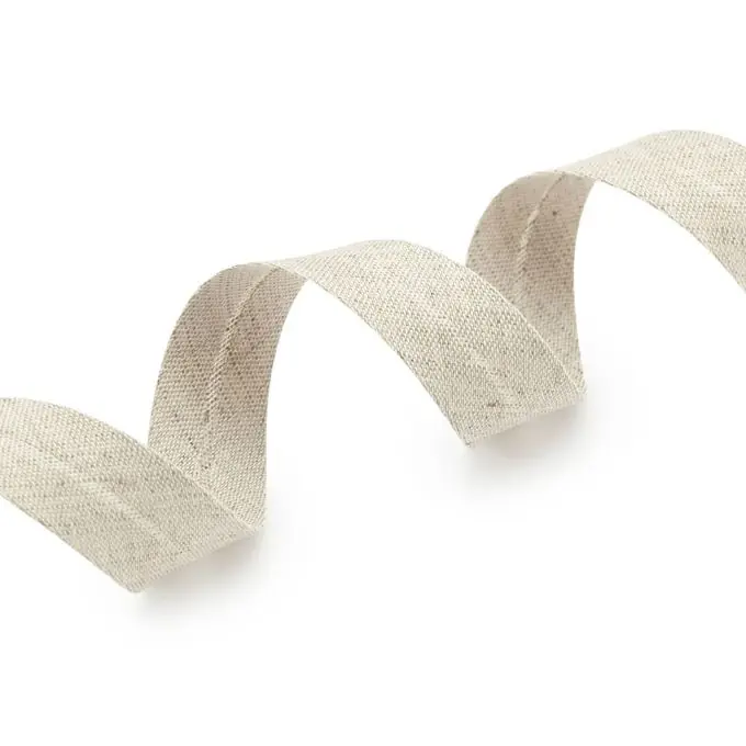 Beige meliertes Schrägband aus Leinen Gratis Versand