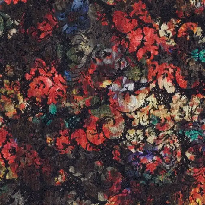 Blumenbestickter Jacquard-Stoff 140cm Breite Preisknaller