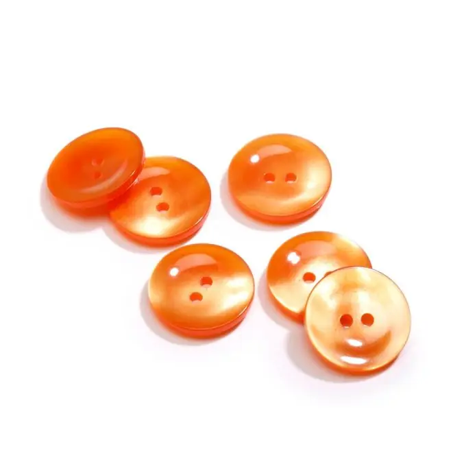 2-Loch-Knopf 15mm Orange Gewölbt Premium